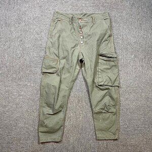 Fried Rice New York Painted Cargo Pants in Green Paint Splatter Size 29